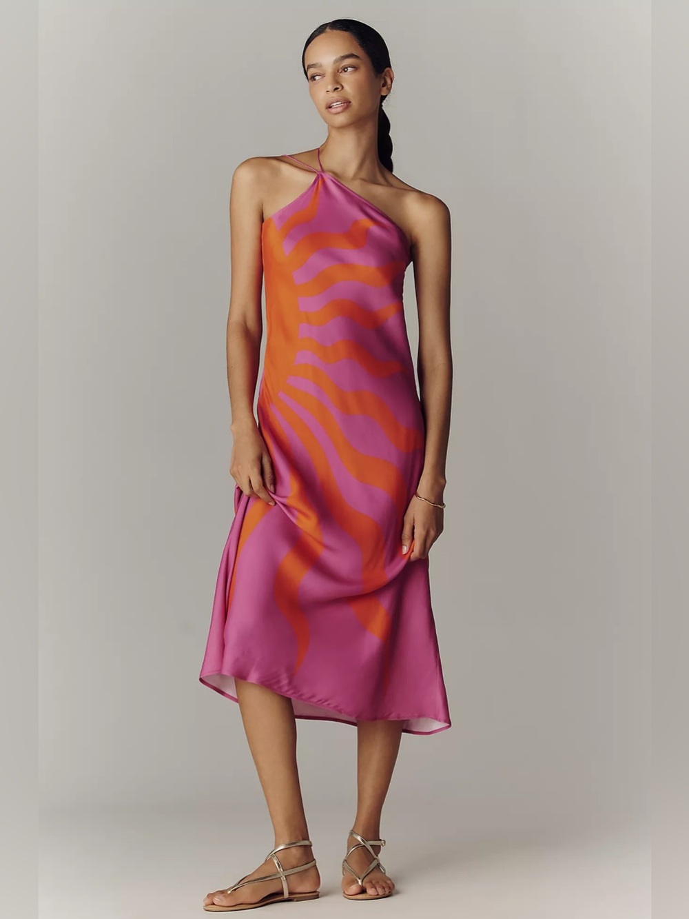 FARM RIO Farm Rio x Anthropologie One-Shoulder Midi Slip Dress